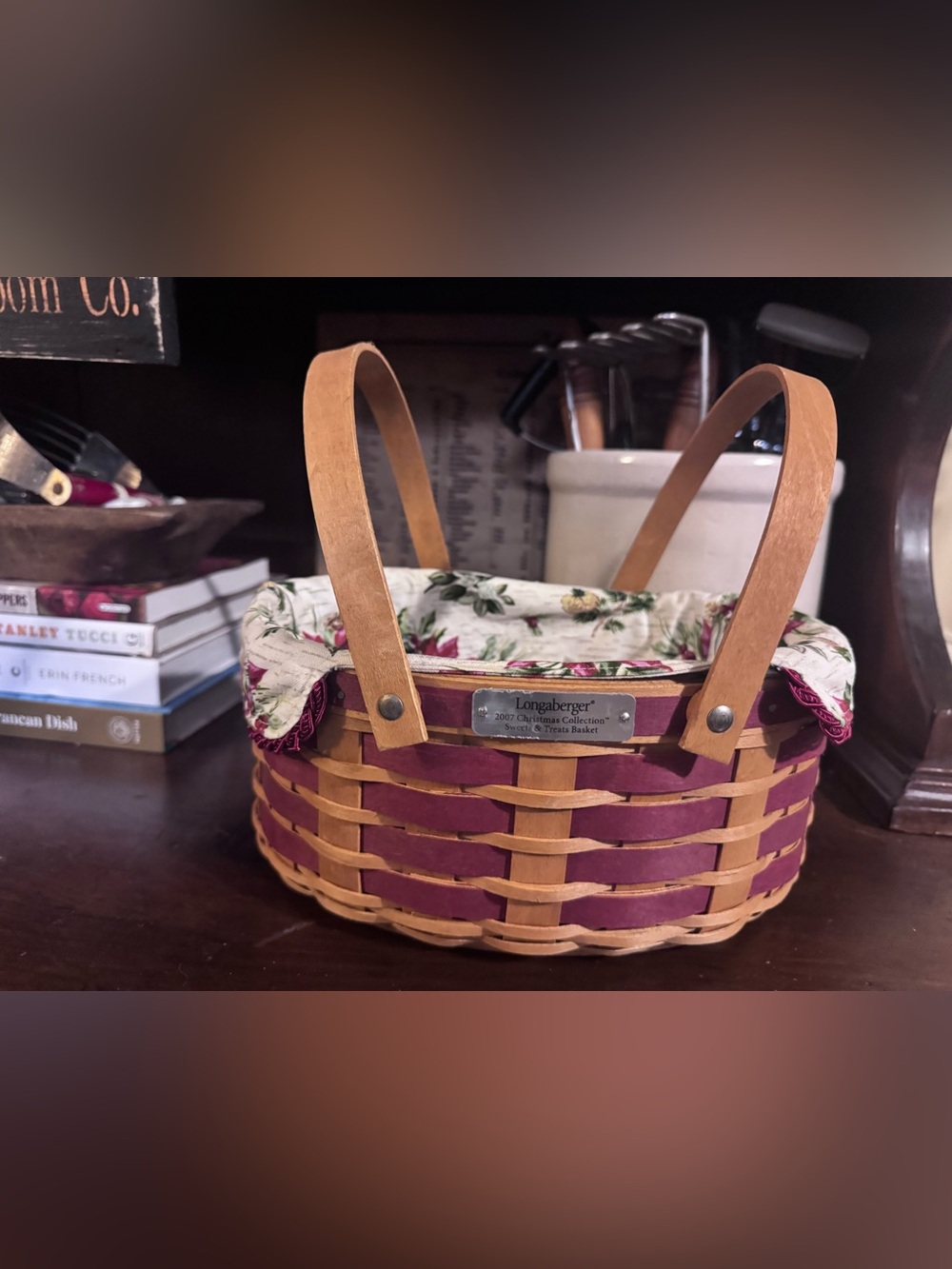 Longaberger 2007 Christmas Collection Sweets & Treats Floral Lined Basket